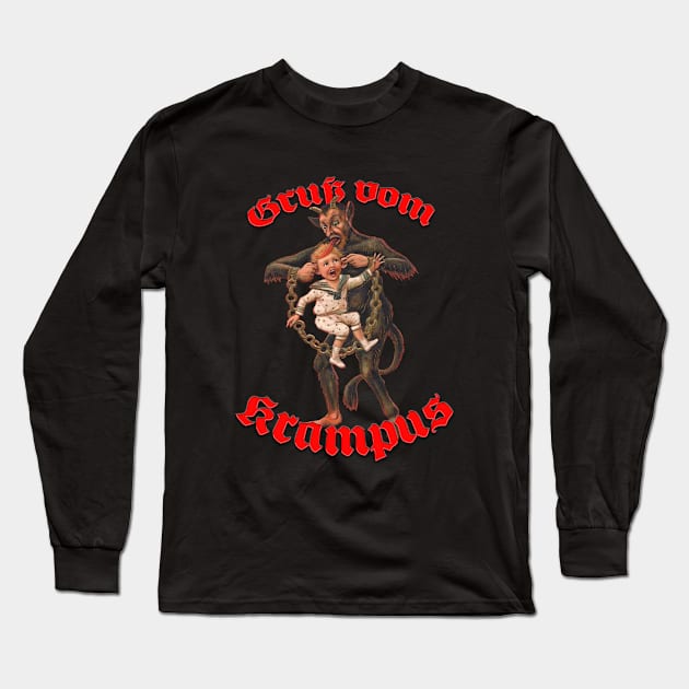 Gruß vom Krampus (Vintage Design 1) Long Sleeve T-Shirt by Hiraeth Tees